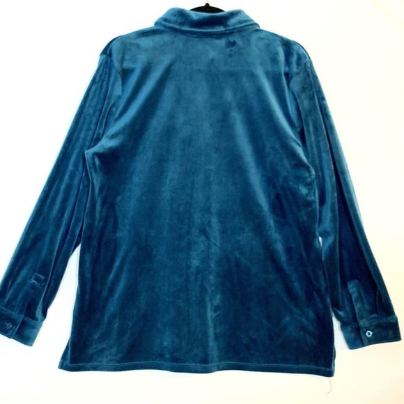 Calvin Klein Velour Pants Set Womens Medium Teal Blue Stretch Comfort Lounge - Picture 4 of 12